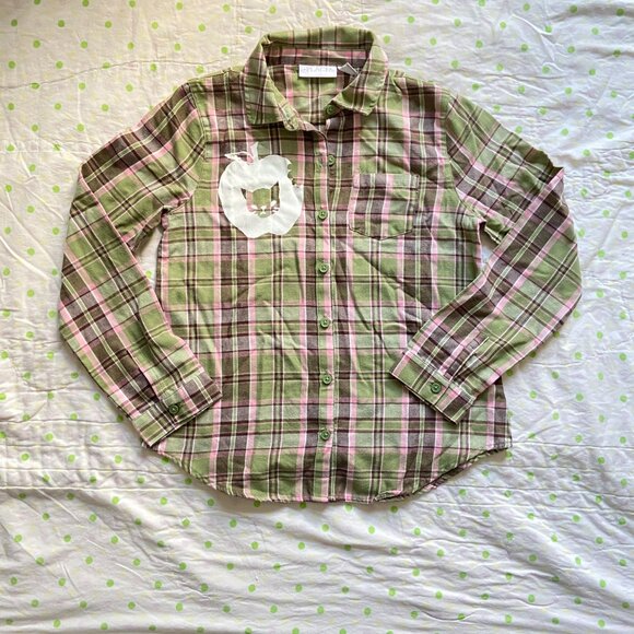 Screenprinted original design children's place green, pink and brown plaid - Picture 4 of 8